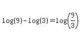 log%28%289%29%29-log%28%283%29%29+=+log%28%289%2F3%29%29