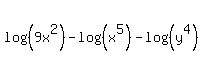 log%28%289x%5E2%29%29+-+log%28%28x%5E5%29%29+-+log%28%28y%5E4%29%29