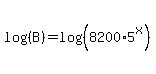 log%28%28B%29%29=log%28%288200%2A5%5Ex%29%29