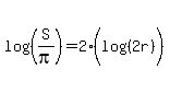 log%28%28S%2Fpi%29%29=2%28log%28%282r%29%29%29