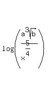 log%28%28a%5E3sqrt%28b%29%2Fx%5E%285%2F4%29%29%29