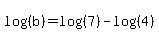 log%28%28b%29%29=log%28%287%29%29-log%28%284%29%29