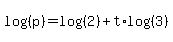 log%28%28p%29%29=log%28%282%29%29%2Bt%2Alog%28%283%29%29