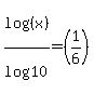 log%28%28x%29%29%2Flog%2810%29=%281%2F6%29