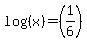 log%28%28x%29%29=%281%2F6%29