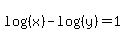 log%28%28x%29%29+-+log%28%28y%29%29+=+1