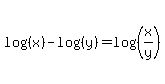 log%28%28x%29%29+-+log%28%28y%29%29+=+log%28%28x%2Fy%29%29