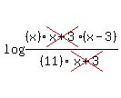 log%28%28x%29cross%28x%2B3%29%28x-3%29%2F%2811%29cross%28x%2B3%29%29
