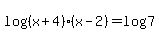 log%28%28x%2B4%29%28x-2%29%29+=+log%287%29