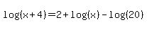 log%28%28x%2B4%29%29=2%2Blog%28%28x%29%29-log%28%2820%29%29