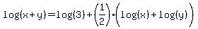 log%28%28x%2By%29%29=log%28%283%29%29%2B%281%2F2%29%28log%28%28x%29%29%2Blog%28%28y%29%29%29