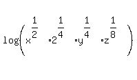 log%28%28x%5E%281%2F2%29%2A2%5E%281%2F4%29y%5E%281%2F4%29z%5E%281%2F8%29%29%29