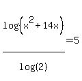log%28%28x%5E2%2B14x%29%29%2Flog%28%282%29%29=5