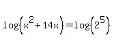 log%28%28x%5E2%2B14x%29%29=log%28%282%5E5%29%29