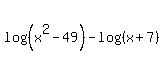 log%28%28x%5E2-49%29%29-log%28%28x%2B7%29%29