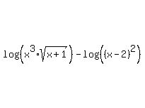log%28%28x%5E3%2Asqrt%28x%2B1%29%29-log%28%28%28x-2%29%5E2%29%29%29