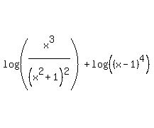 log%28%28x%5E3%2F%28x%5E2%2B1%29%5E2%29%29+%2B+log%28%28%28x-1%29%5E4%29%29