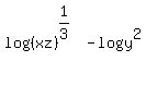 log%28%28xz%29%29%5E%281%2F3%29-logy%5E2