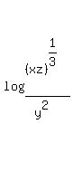 log%28%28xz%29%5E%281%2F3%29%2F%28y%5E2%29%29