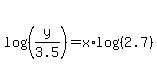 log%28%28y%2F3.5%29%29+=+x%2Alog%28%282.7%29%29