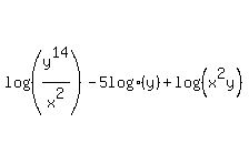 log%28%28y%5E14%2Fx%5E2%29%29+-+5+log+%28y%29+%2B+log%28%28x%5E2y%29%29