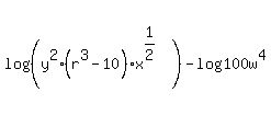 log%28%28y%5E2%28r%5E3-10%29%2Ax%5E%281%2F2%29%29+%29-log+%28100w%5E4%29