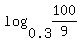 log%280.3%2C100%2F9%29