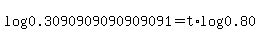 log%280.3090909090909091%29=t%2Alog%280.80%29
