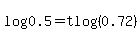 log%280.5%29+=+t+log%280.72%29