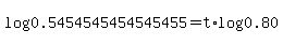 log%280.5454545454545455%29=t%2Alog%280.80%29