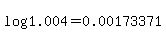 log%281.004%29=0.00173371