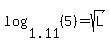 log%281.11%2C+%285%29%29+=+sqrt%28L%29