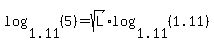 log%281.11%2C+%285%29%29+=+sqrt%28L%29%2Alog%281.11%2C+%281.11%29%29