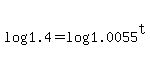 log%281.4%29=log%281.0055%5Et%29