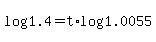 log%281.4%29=t%2Alog%281.0055%29