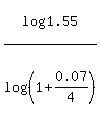 log%281.55%29%2Flog%28%281%2B0.07%2F4%29%29
