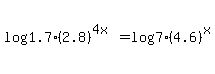 log%281.7%282.8%29%5E%284x%29%29=log%287%284.6%29%5Ex%29