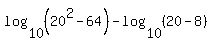 log%2810%2C%2820%5E2-64%29%29-log%2810%2C%2820-8%29%29