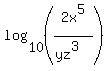 log%2810%2C%282x%5E5%2F%28yz%5E3%29%29%29