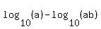 log%2810%2C%28a%29%29-log%2810%2C%28ab%29%29