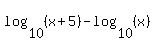 log%2810%2C%28x%2B5%29%29-log%2810%2C%28x%29%29