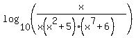 log%2810%2C%28x%2F%28x%28x%5E2%2B5%29%28x%5E7%2B6%29%29%29%29