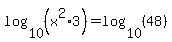 log%2810%2C%28x%5E2%2A3%29%29=log%2810%2C%2848%29%29+