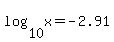 log%2810%2C+x%29=+-2.91