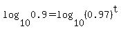 log%2810%2C0.9%29+=+log%2810%2C%280.97%29%5Et%29