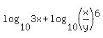 log%2810%2C3x%29%2Blog%2810%2C%28x%2Fy%29%5E6%29