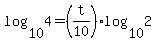 log%2810%2C4%29=%28t%2F10%29log%2810%2C2%29