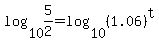 log%2810%2C5%2F2%29+=+log%2810%2C%281.06%29%5Et%29