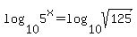log%2810%2C5%5Ex%29+=+log%2810%2Csqrt%28125%29%29