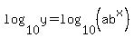 log%2810%2Cy%29=log%2810%2C%28ab%5Ex%29%29